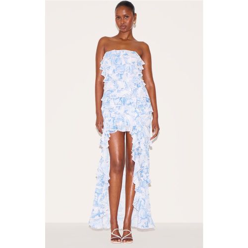 Robe bustier longue imprimé à volants - PrettyLittleThing - Modalova