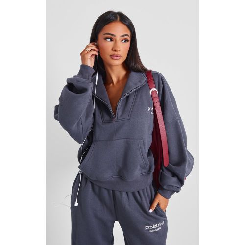 Petite Sweat oversize à demi-zip et slogan - PrettyLittleThing - Modalova
