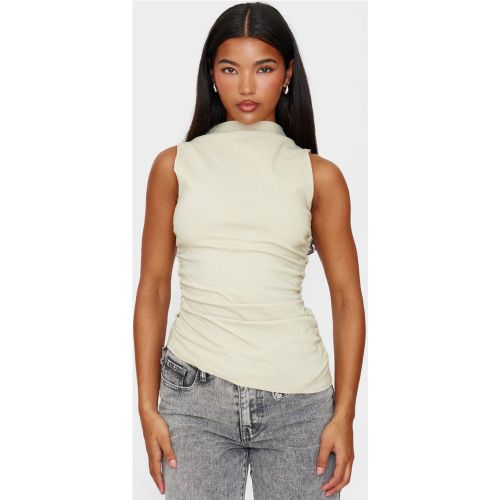 Top long asymétrique froncé à col montant - PrettyLittleThing - Modalova
