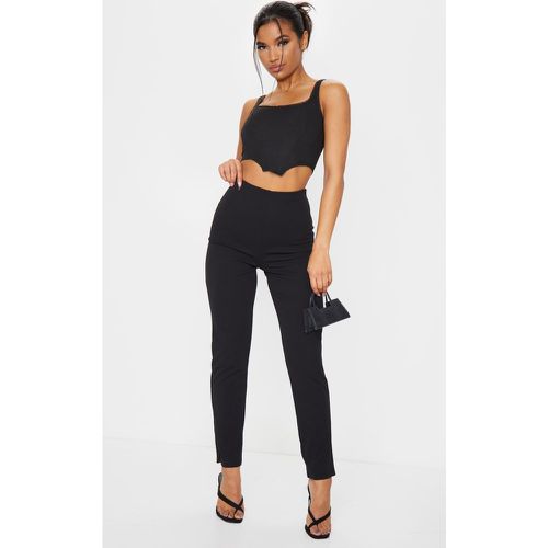 Pantalon slim noir en crêpe, Noir - PrettyLittleThing - Modalova