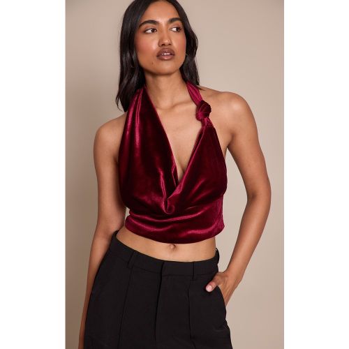 Top long en velours à col bénitier | Taille 38 - PrettyLittleThing - Modalova