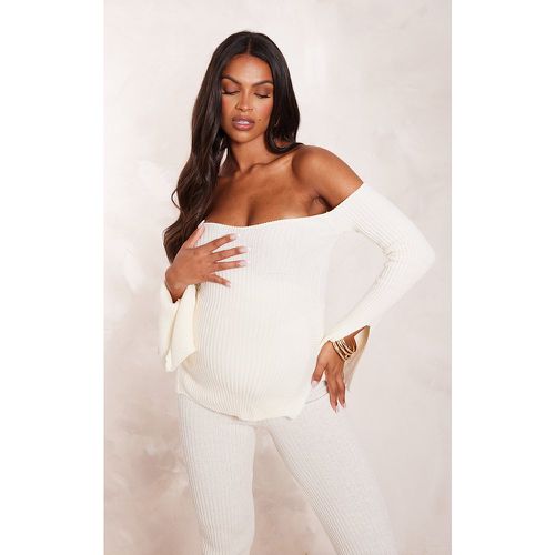 Maternité Top de grossesse en maille tricot à épaules dénudées - PrettyLittleThing - Modalova