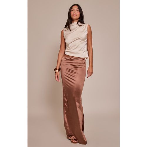 Jupe longue satinée stretch à fente sur le côté | Taille 38 - PrettyLittleThing - Modalova