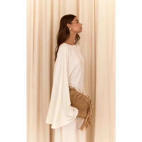 Robe longue fluide tissée à manches evasées - PrettyLittleThing - Modalova