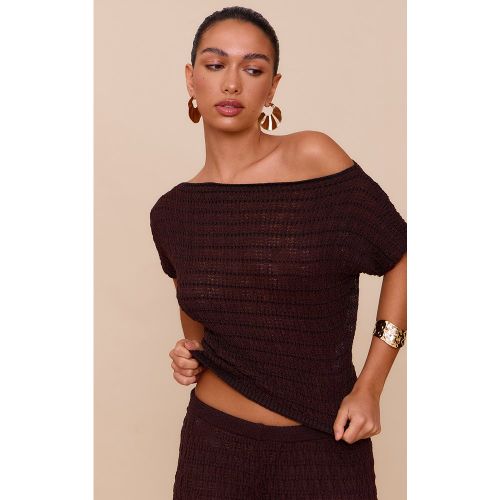 Top en maille tricot texturée à épaule dénudée - PrettyLittleThing - Modalova