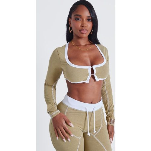 Shape Crop top manches longues en coton délavé à agrafes et oeillets - PrettyLittleThing - Modalova
