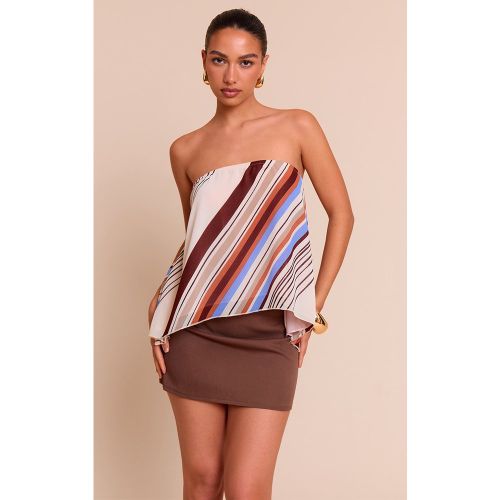 Top bustier fluide en mousseline de soie imprimé rayures - PrettyLittleThing - Modalova
