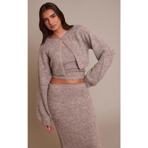 Cardigan en maille tricot extrême court | Taille Large - PrettyLittleThing - Modalova