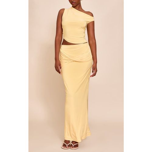 Jupe mi-longue Stretch Double Épaisseur Slinky Torsadée Drappée - PrettyLittleThing - Modalova