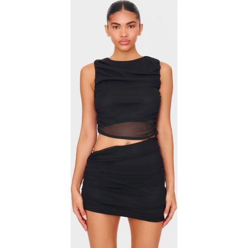 Crop top en mesh froncé à empiècement - PrettyLittleThing - Modalova