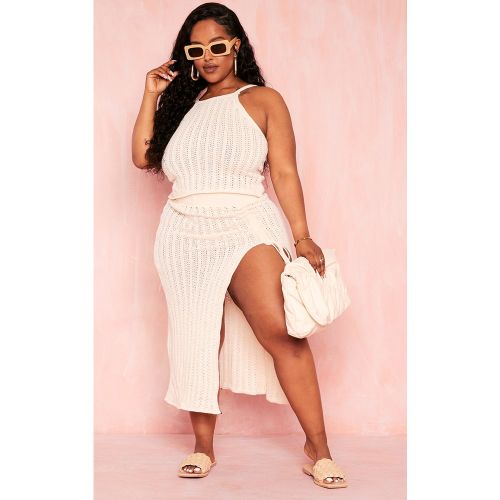 Plus Jupe mi-longue en maille à côté fendu - PrettyLittleThing - Modalova