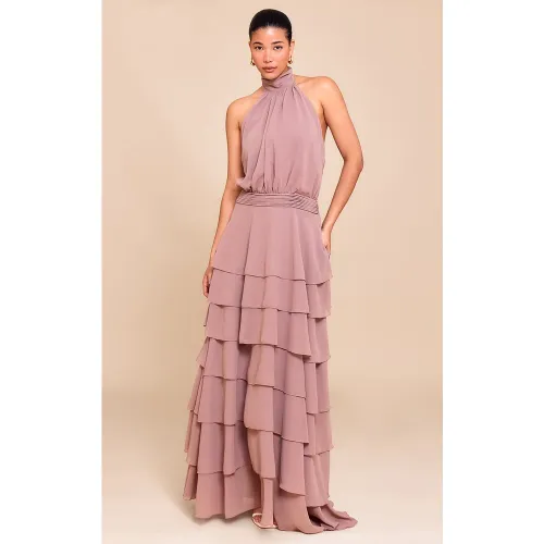 Robe longue en mousseline de soie à étages - PrettyLittleThing - Modalova