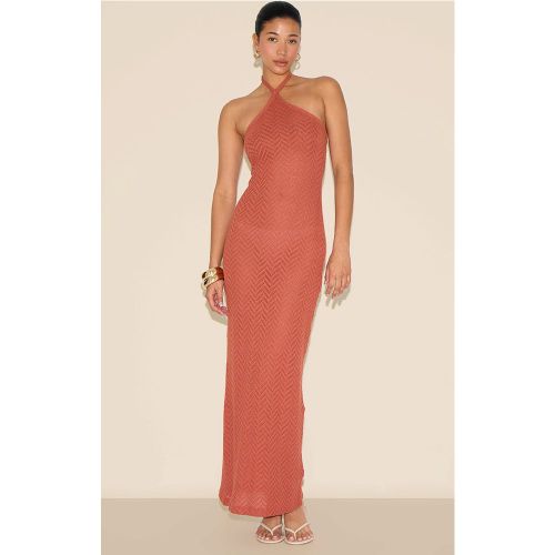 Robe longue texturée à col noué et dos nu - PrettyLittleThing - Modalova