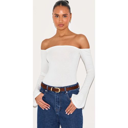 Top en coton doux à col bardot et manches longues - PrettyLittleThing - Modalova
