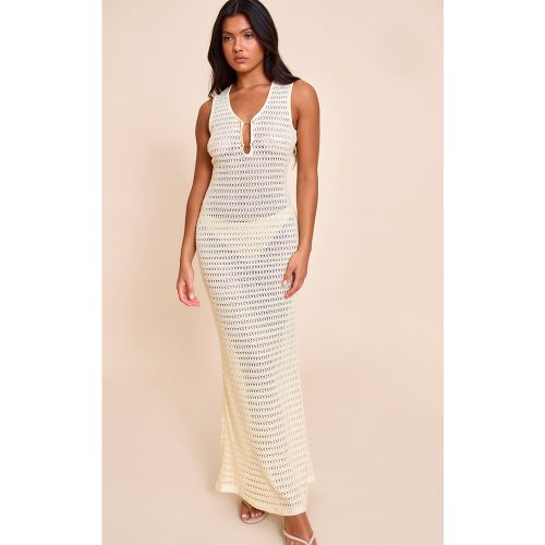 Robe longue en maille style crochet à empiècement - PrettyLittleThing - Modalova
