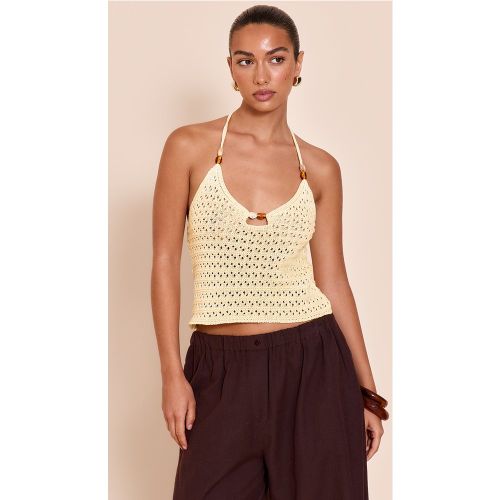 Top en maille style crochet à dos nu et perles - PrettyLittleThing - Modalova