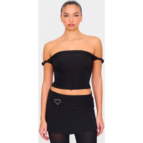 Crop top moulant à col bardot torsadé - PrettyLittleThing - Modalova