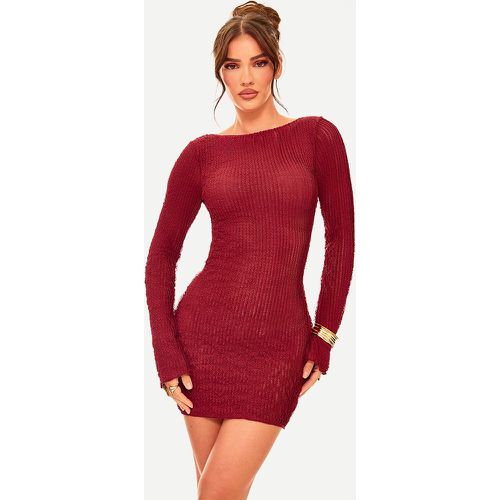 Robe moulante texturée rouge cerise à dos nu lacé - PrettyLittleThing - Modalova