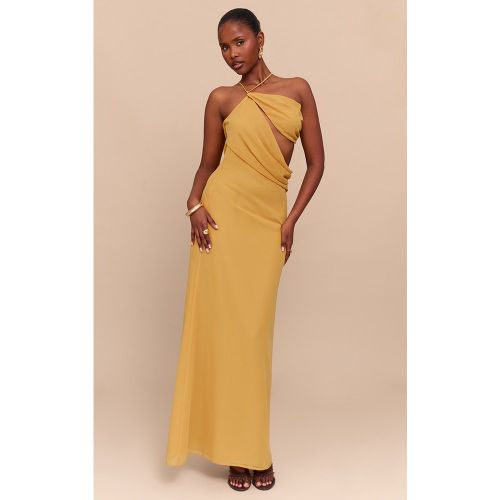 Robe longue en mousseline de soie drapée à découpe - PrettyLittleThing - Modalova
