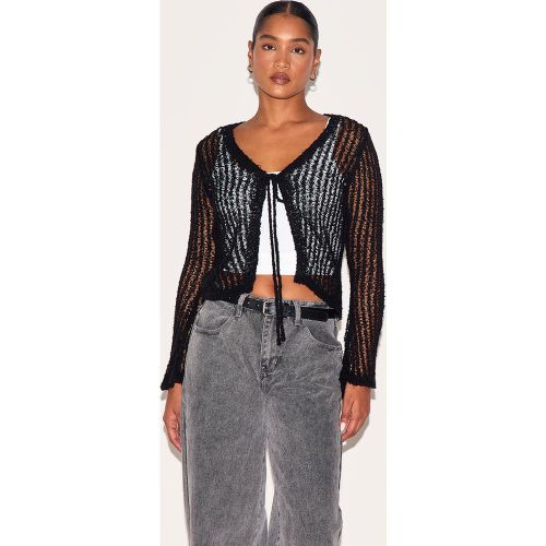 Top court en maille tricot ajourée transparente noué devant - PrettyLittleThing - Modalova