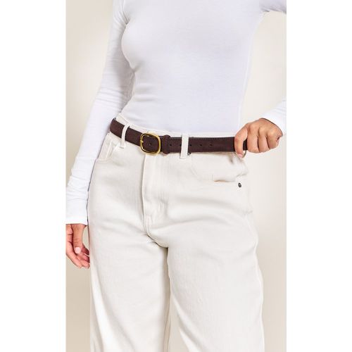 Ceinture fine en suédine à détail en métal brossé doré - PrettyLittleThing - Modalova