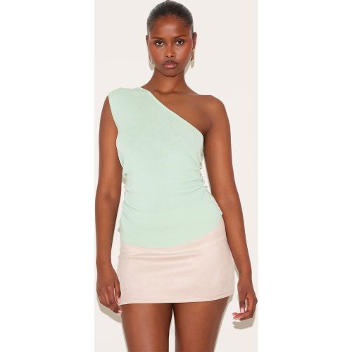 Top en maille fine froncé sur les côtés à épaule unique - PrettyLittleThing - Modalova