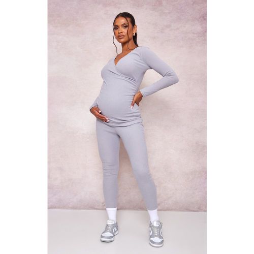 Maternité Legging de grossesse côtelé brossé - PrettyLittleThing - Modalova