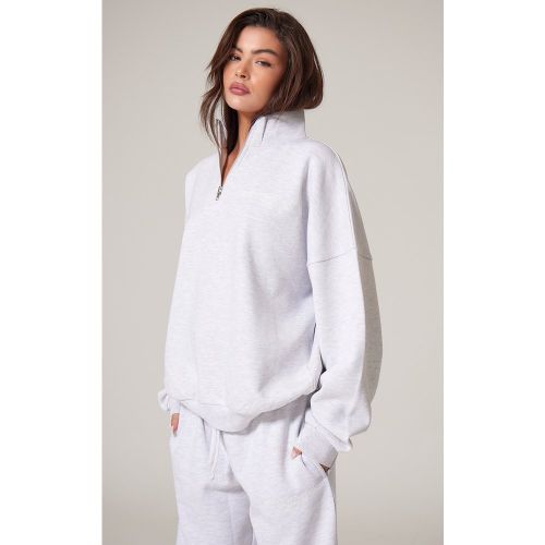 Sweat oversize deluxe à col montant et quart de zip - PrettyLittleThing - Modalova