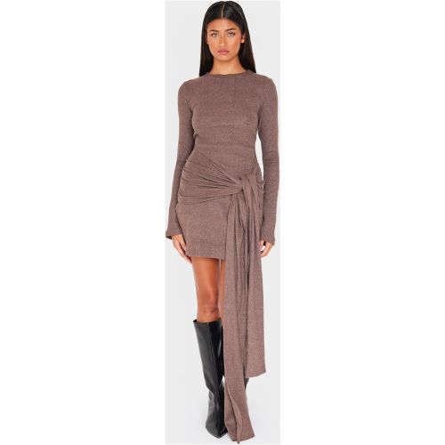 Robe moulante épaisse côtelée brossée à col bateau et détail noué - PrettyLittleThing - Modalova