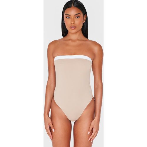 Maillot de bain bustier à liseré contrastant - PrettyLittleThing - Modalova