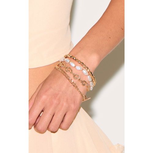 Bracelet Texturé Superposé Avec Détail De Perle - PrettyLittleThing - Modalova