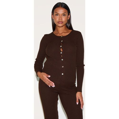 Maternité Top de grossesse en maille tricot à manches longues et boutons - PrettyLittleThing - Modalova