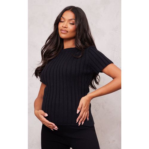 Maternité Top de grossesse en maille tricot côtelée à manches courtes - PrettyLittleThing - Modalova