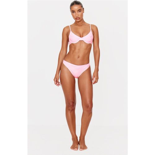 Bas de maillot de bain échancré texturé fleuri - PrettyLittleThing - Modalova