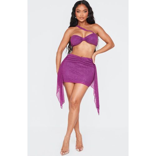 Shape Mini-jupe violette pailletée à taille plongeante en V et détail drapé sur le côté - PrettyLittleThing - Modalova