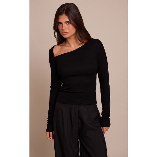 Top long ajusté doux côtelé à col asymétrique | Taille 38 - PrettyLittleThing - Modalova