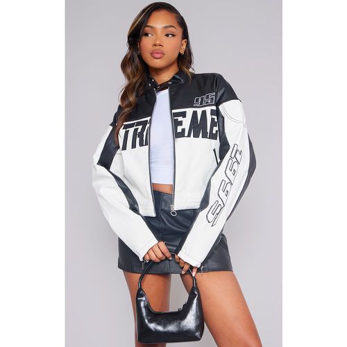 Veste de motard en PU enduit à empiècements contrastants - PrettyLittleThing - Modalova