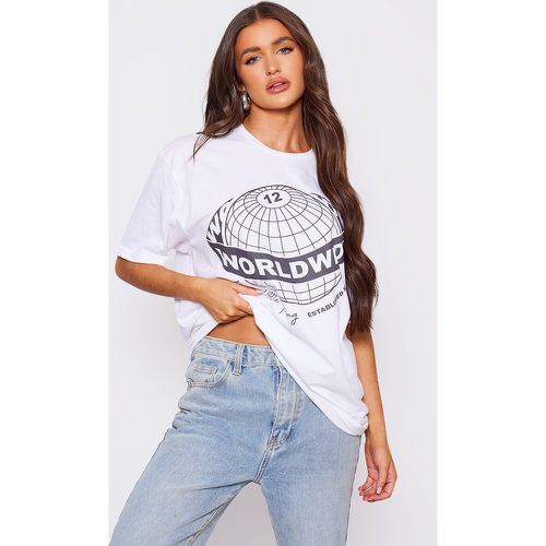 T-shirt à imprimé Worldwide et cercle - PrettyLittleThing - Modalova