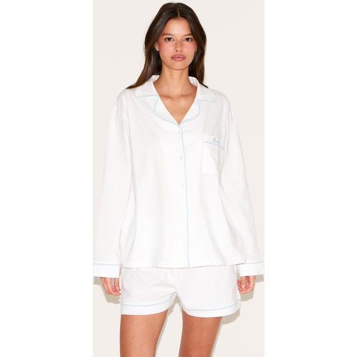 Ensemble de pyjama court en jersey brodé "Bride" à lisérés contrastants - PrettyLittleThing - Modalova