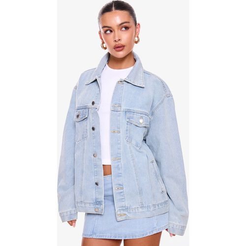 Veste en jean oversize boyfriend bleu clair délavé - PrettyLittleThing - Modalova