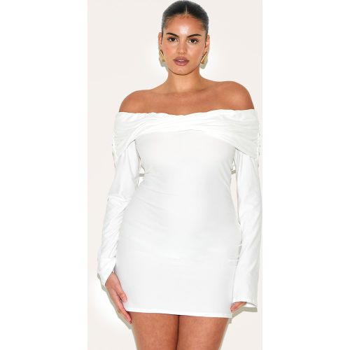 Plus Robe moulante douce blanche à col bardot torsadé - PrettyLittleThing - Modalova