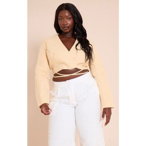 Plus Blazer cache-coeur crème au beurre noué sur la taille - PrettyLittleThing - Modalova