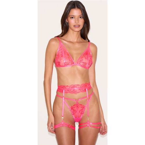 Ensemble de lingerie 3 pièces en dentelle florale style harnais - PrettyLittleThing - Modalova
