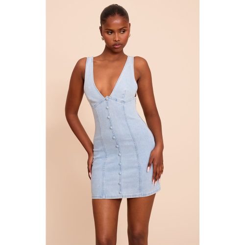 Robe Mini en Denim Détail Boutons - PrettyLittleThing - Modalova