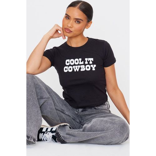 T-shirt ajusté noir à graphique "Cool It Cowboy" - PrettyLittleThing - Modalova