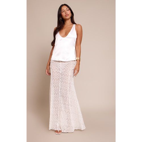 Jupe longue en dentelle blanche à lisérés surjetés | Taille 38 - PrettyLittleThing - Modalova
