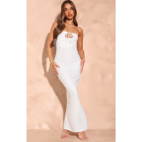 Robe longue bustier côtelée texturée blanche à découpe goutte d'eau - PrettyLittleThing - Modalova