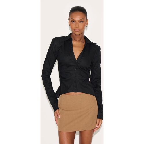 Chemise ajustée en effet lin mélangé à épaulettes - PrettyLittleThing - Modalova