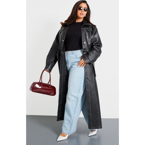 Plus Trench en PU à coutures contrastantes et ourlet fendu - PrettyLittleThing - Modalova