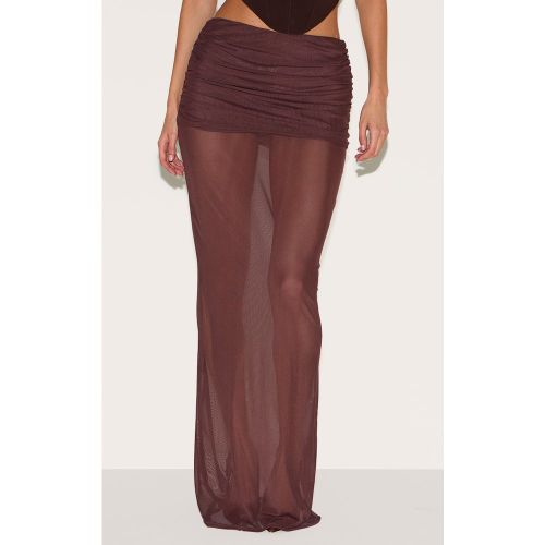 Jupe longue en mesh à partie superposée - PrettyLittleThing - Modalova